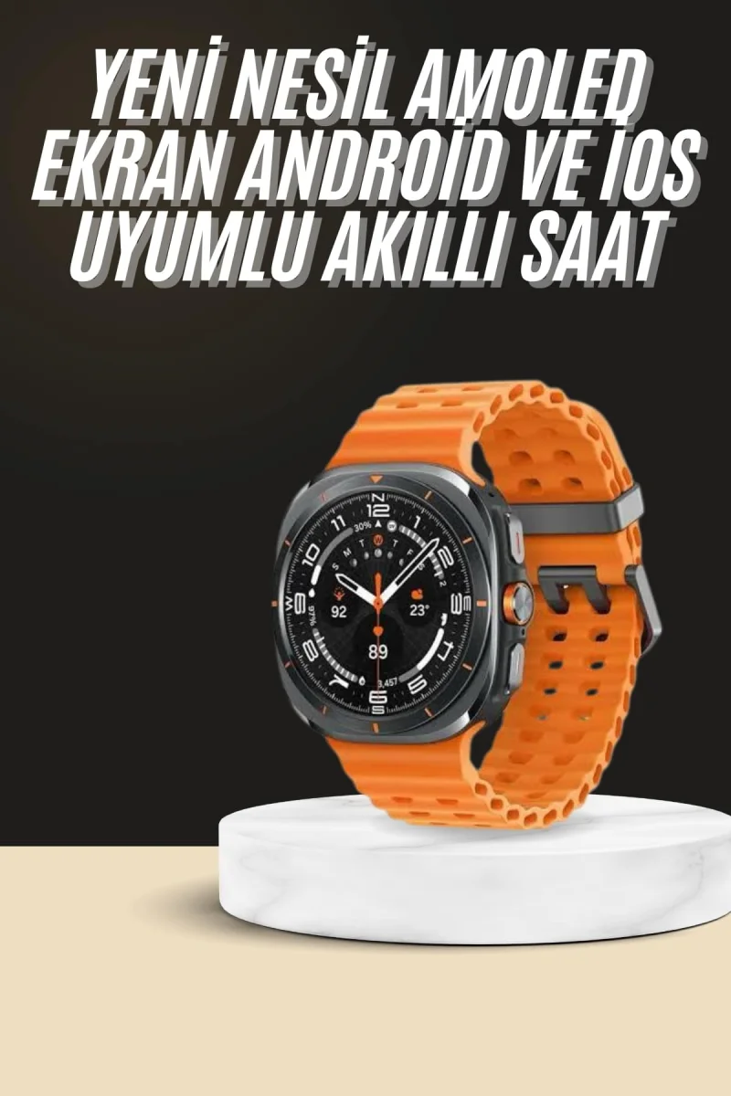 Akıllı Saat Unısex Zarif Görünümlü Titanyum Kasa Amoled Ekran Müzik Dinleme