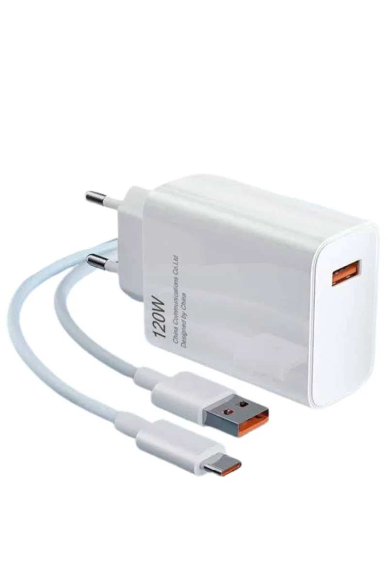 Type C Yüksek Hızlı Şarj Aleti Beyaz 120W Ultra Uzun Ömürlü