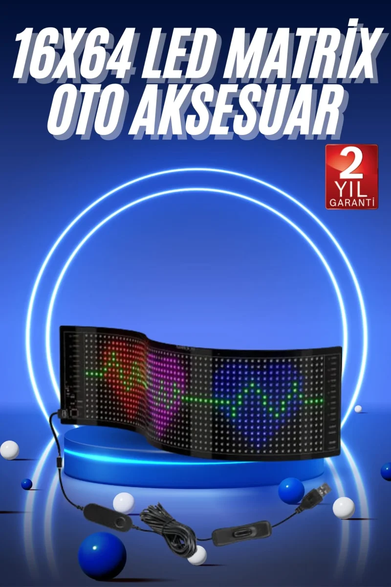 LED Matrix Panel RGB Ekran Kumandalı Araç Camına Uygun