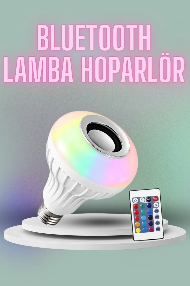 Kumandalı RGB Led Işık Bluetooth Hoparlör Ses Lambası Renkli Ampul