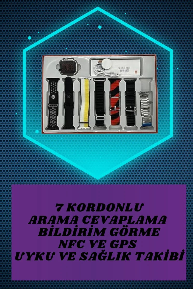 7 Kordonlu Akıllı Saat Ve Oyuncu Kulaklığı Bluetooth Bağlantılı Android ve İOS Uyumlu