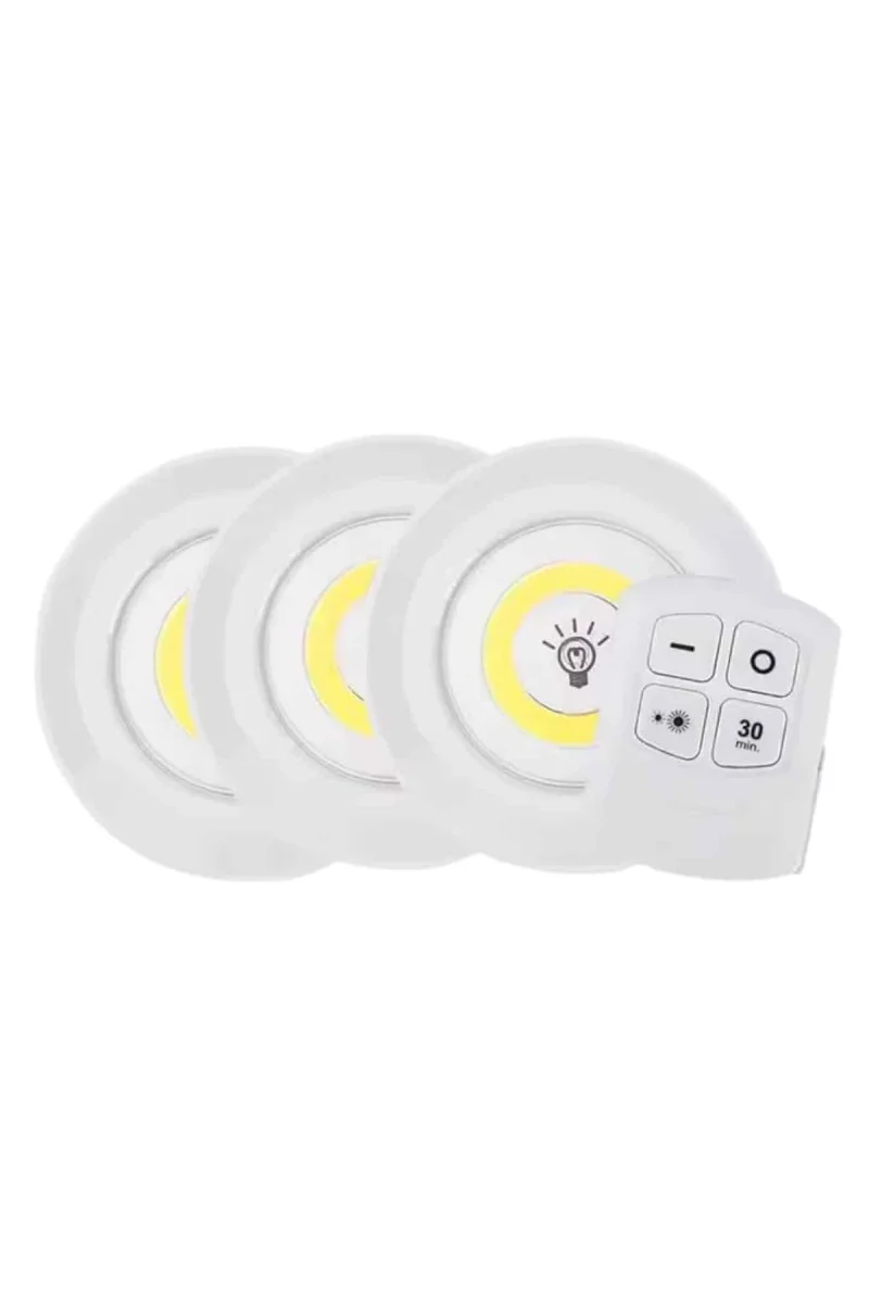 Led Lamba 3'lü Uzaktan Kumandalı Yapışkanlı