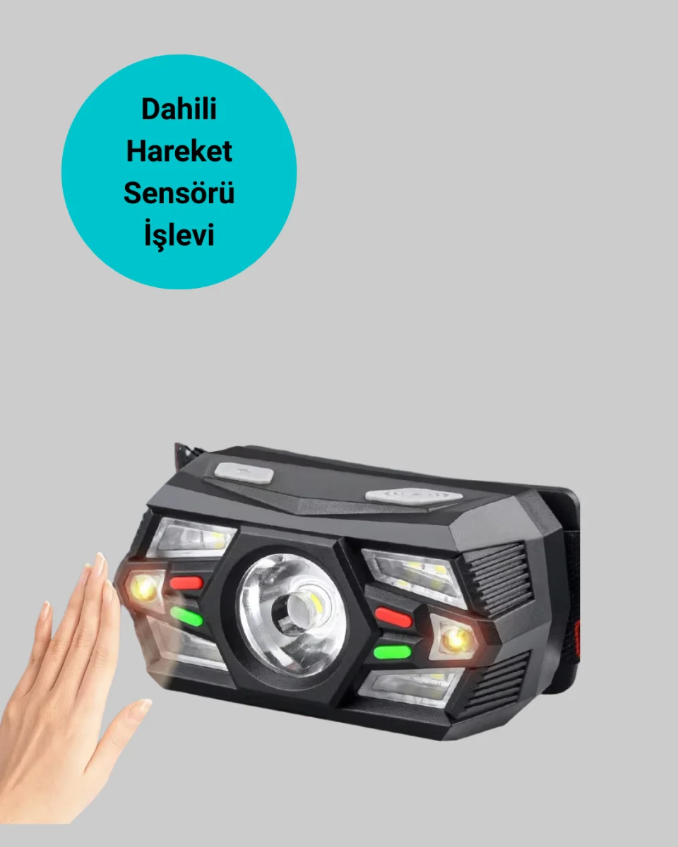 Şarj Edilebilir LED Far Hareket Sensörlü 5 Modlu Outdoor