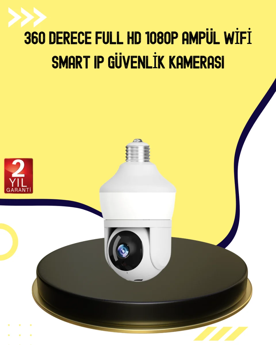 1080P Görüntü Kaliteli Wi-Fi Ampul Tipi Güvenlik Kamerası