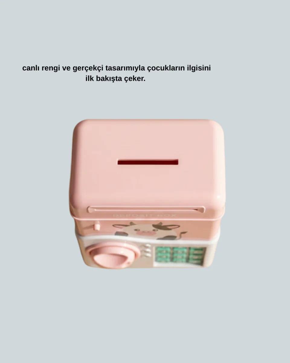 Çocuklar İçin Pembe ATM Görünümlü Elektronik Kumbara