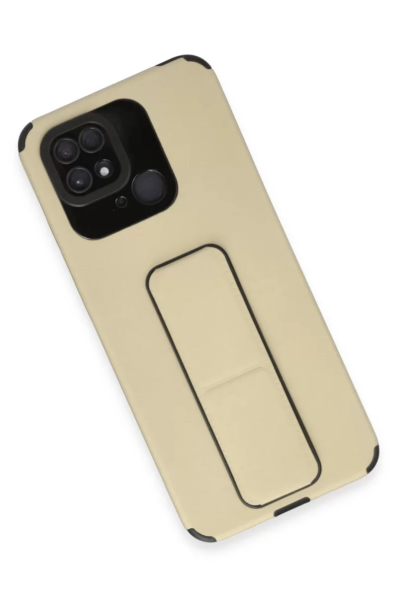 Newface Xiaomi Redmi 10C Kılıf Mega Standlı Silikon - Gold