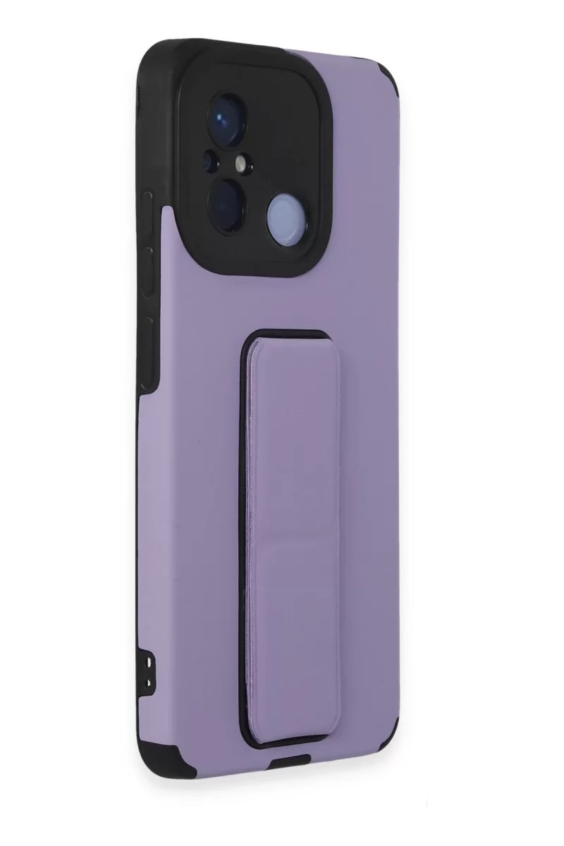 Newface Xiaomi Redmi 12C Kılıf Mega Standlı Silikon - Lila