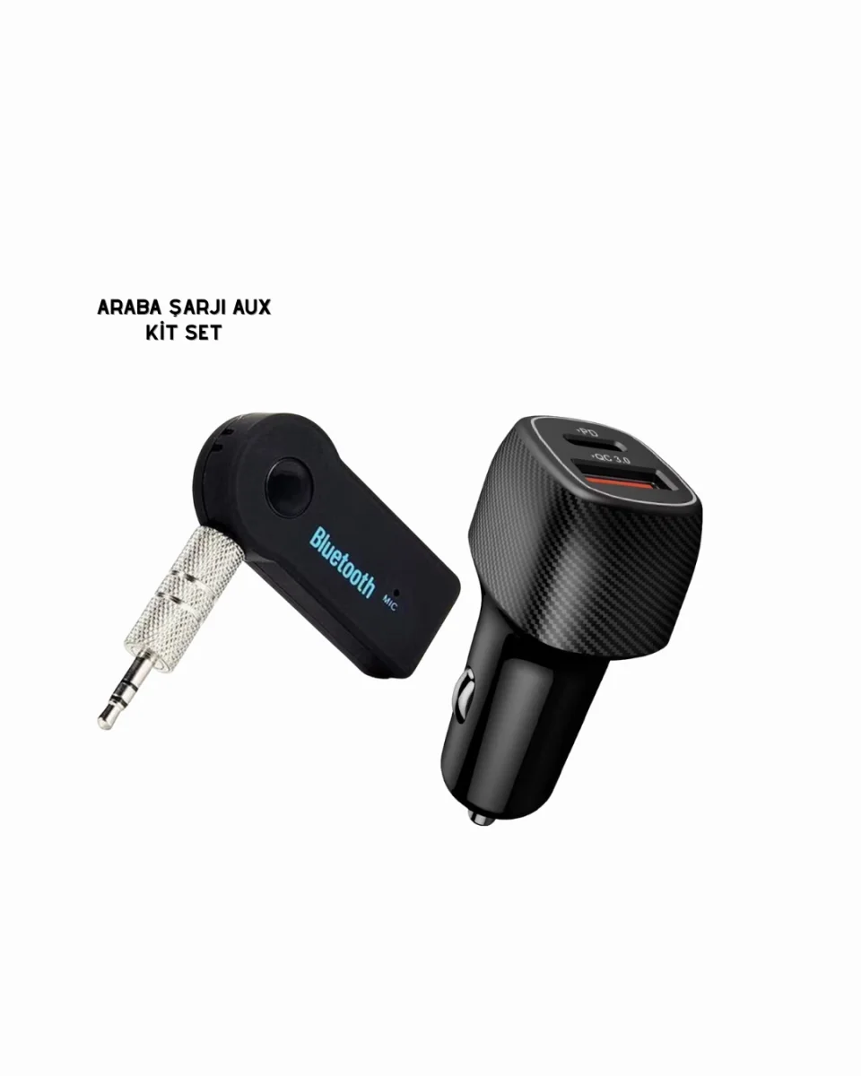 Araç İçi Bluetooth Müzik Kiti + Type-C PD Araç Şarjı Seti