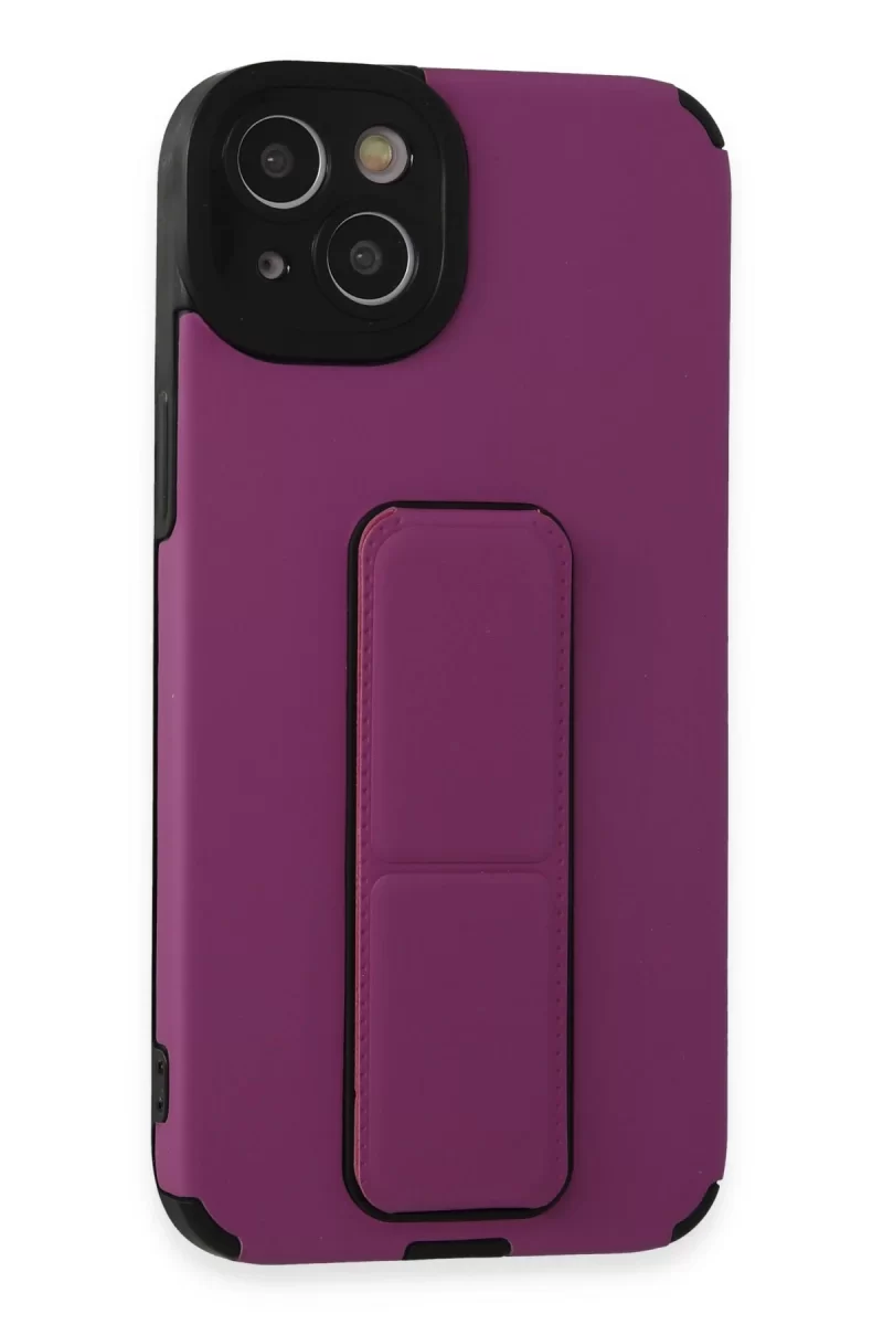 Newface Apple iPhone 14 Plus Kılıf Mega Standlı Silikon - Mor