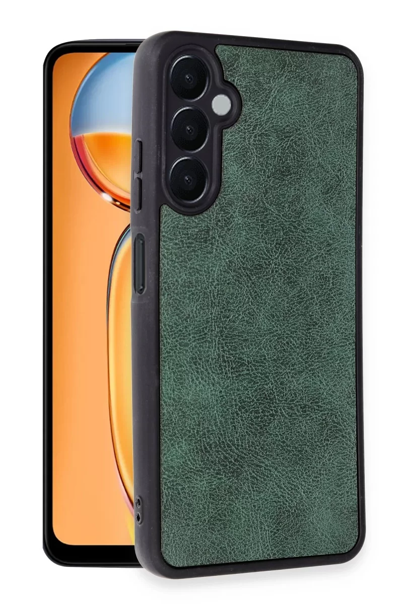 Newface Samsung Galaxy A55 5G Kılıf Aras Deri Kapak - Koyu Yeşil