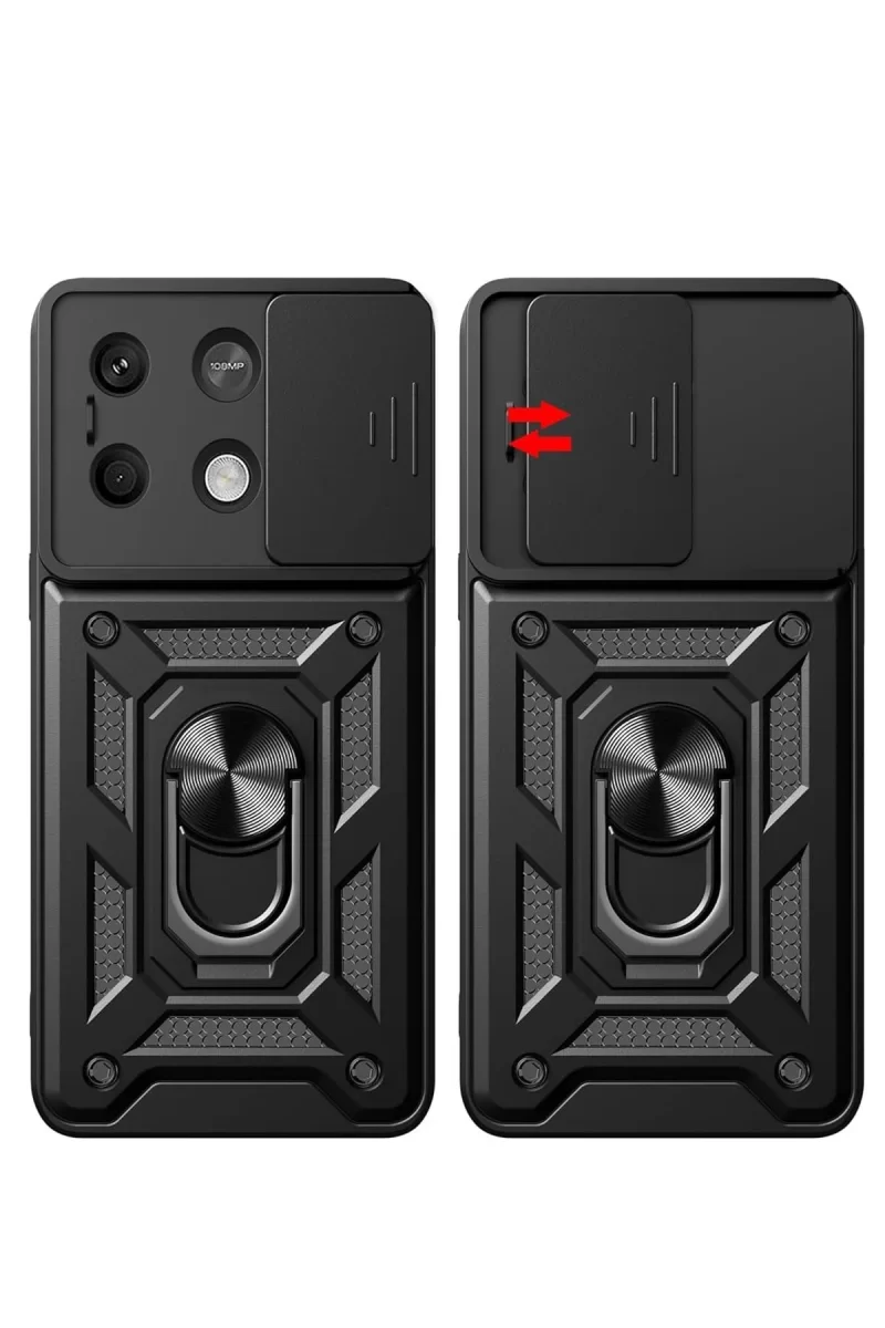 Newface Xiaomi Poco M6 Pro 4G Kılıf Pars Lens Yüzüklü Silikon - Gümüş