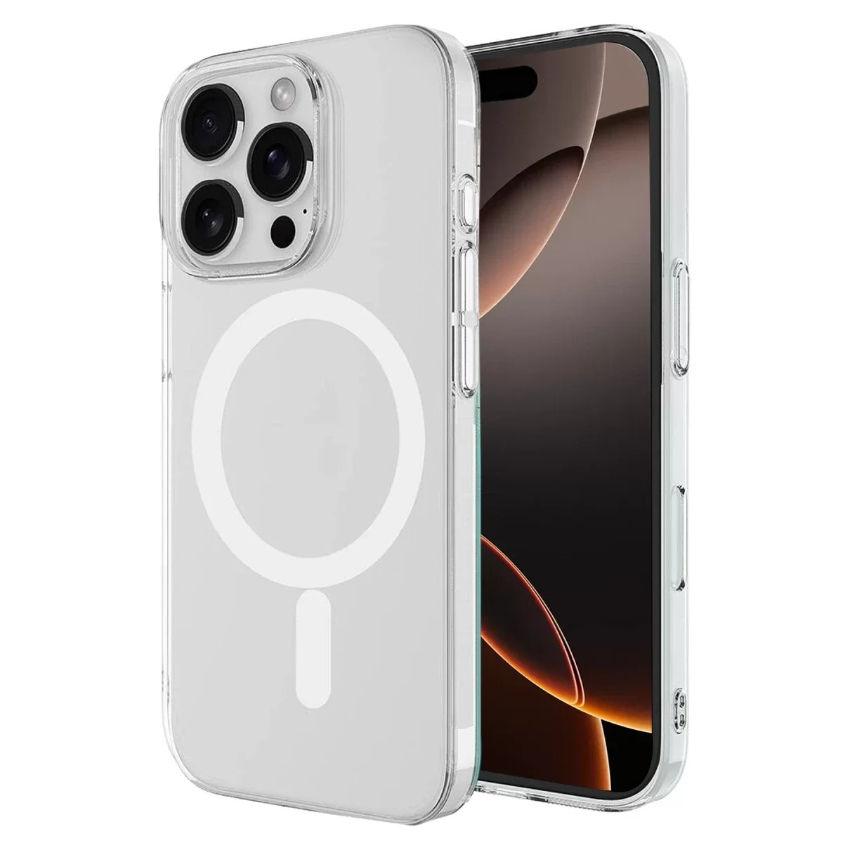Newface Apple iPhone 16 Pro Kılıf Magneticsafe Şeffaf Silikon - Şeffaf