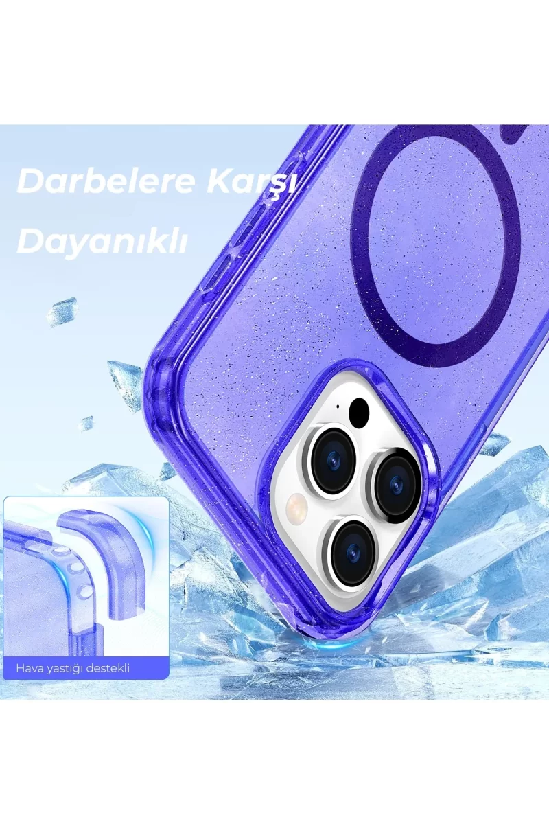 Newface Apple iPhone 14 Pro Kılıf Star Magsafe Kapak - Turuncu