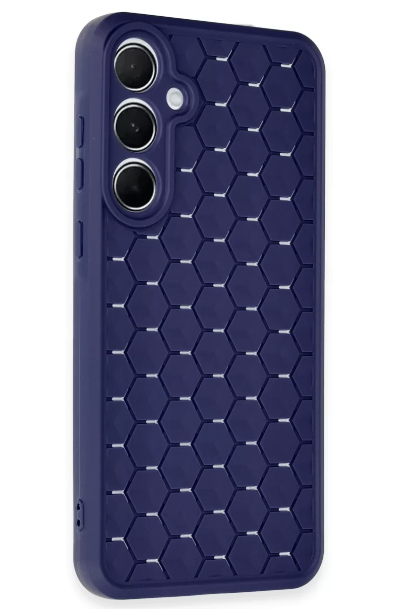 Newface Samsung Galaxy A35 5G Kılıf Petek Silikon Kapak - Lacivert
