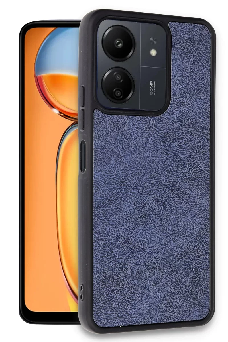 Newface Xiaomi Redmi 13C Kılıf Aras Deri Kapak - Lacivert
