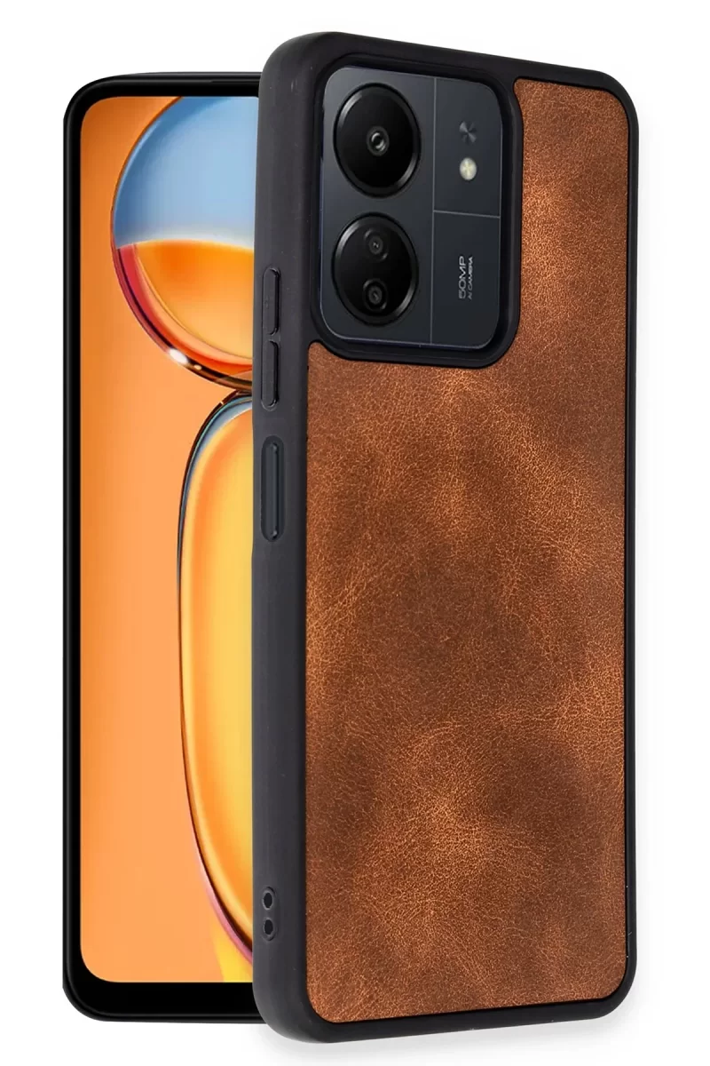 Newface Xiaomi Redmi 13C Kılıf Aras Deri Kapak - Taba