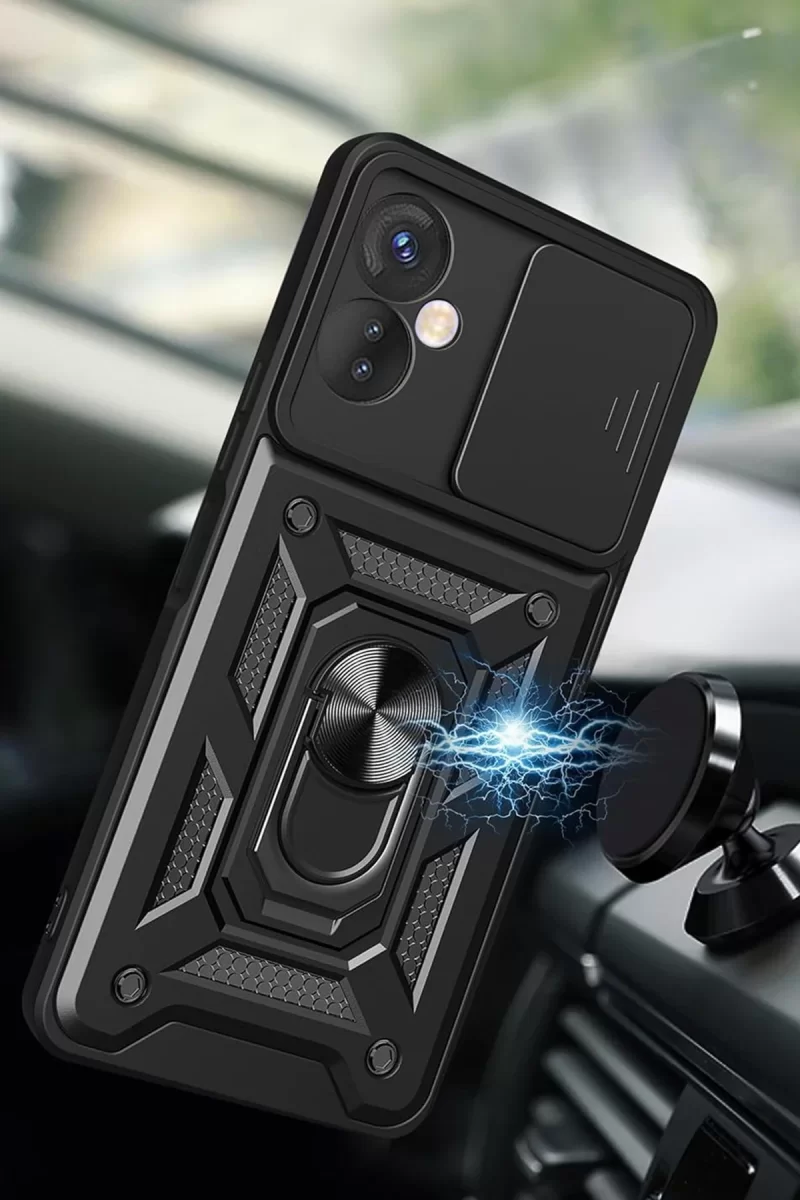 Newface İnfinix Hot 30 5G Kılıf Pars Lens Yüzüklü Silikon - Gold