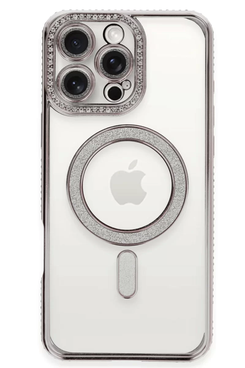 Newface Apple iPhone 16 Pro Kılıf Joke Simli Magneticsafe Kılıf - Pembe