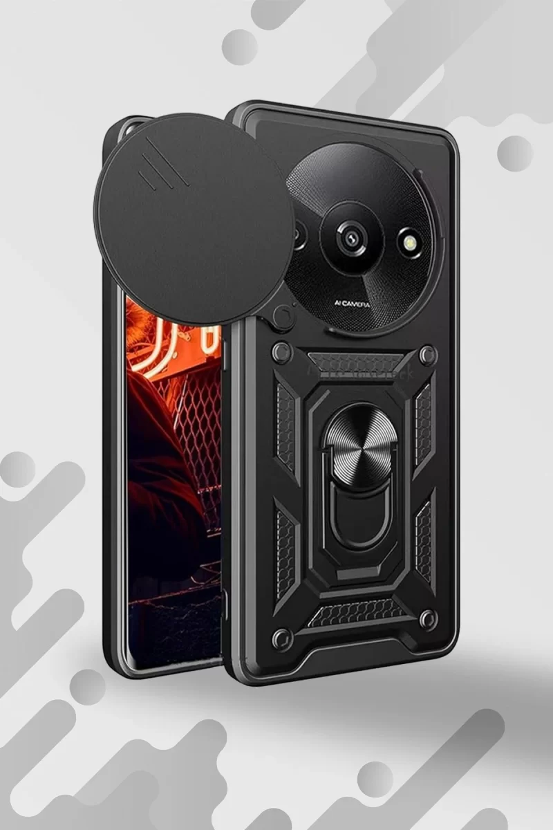 Newface Xiaomi Redmi A3 4G Kılıf Pars Lens Yüzüklü Silikon - Yeşil