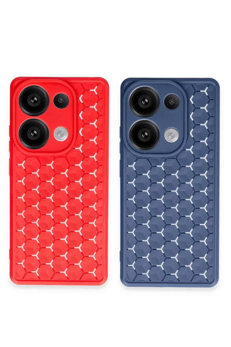 Newface Xiaomi Redmi Note 13 Pro 4G Kılıf Petek Silikon Kapak - Kırmızı