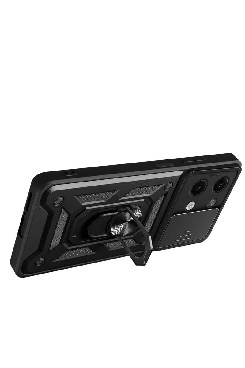 Newface Xiaomi Poco X6 Kılıf Pars Lens Yüzüklü Silikon - Gold