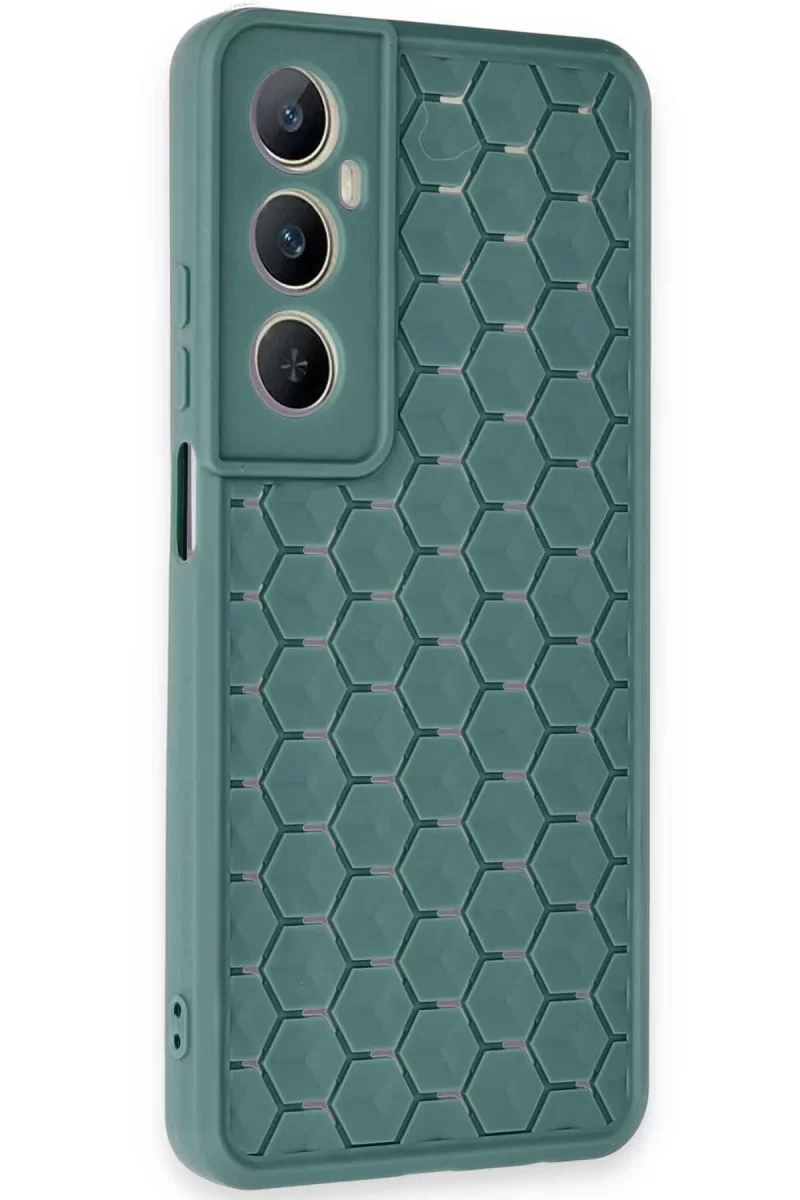 Newface Realme C65 Kılıf Petek Silikon Kapak - Koyu Yeşil