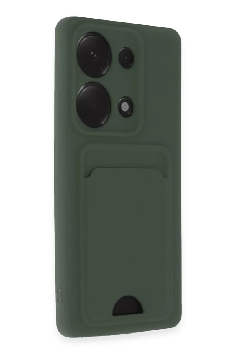 Newface Xiaomi Redmi Note 13 Pro 4G Kılıf Kelvin Kartvizitli Silikon - Koyu Yeşil