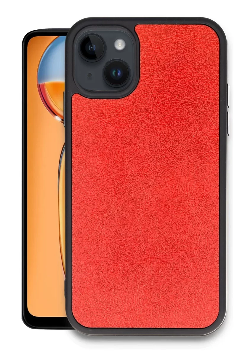 Newface Apple iPhone 14 Kılıf Aras Deri Kapak - Kırmızı