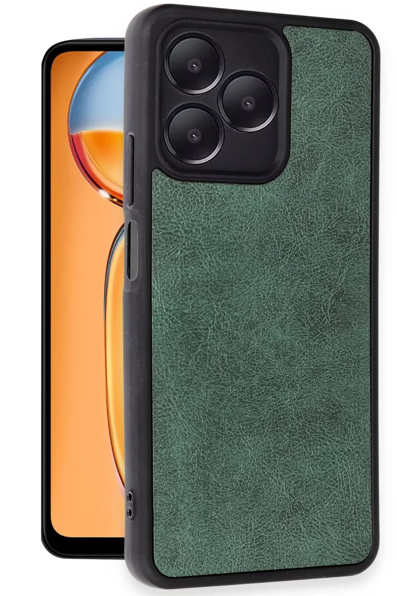Newface Realme Note 50 4G Kılıf Aras Deri Kapak - Koyu Yeşil