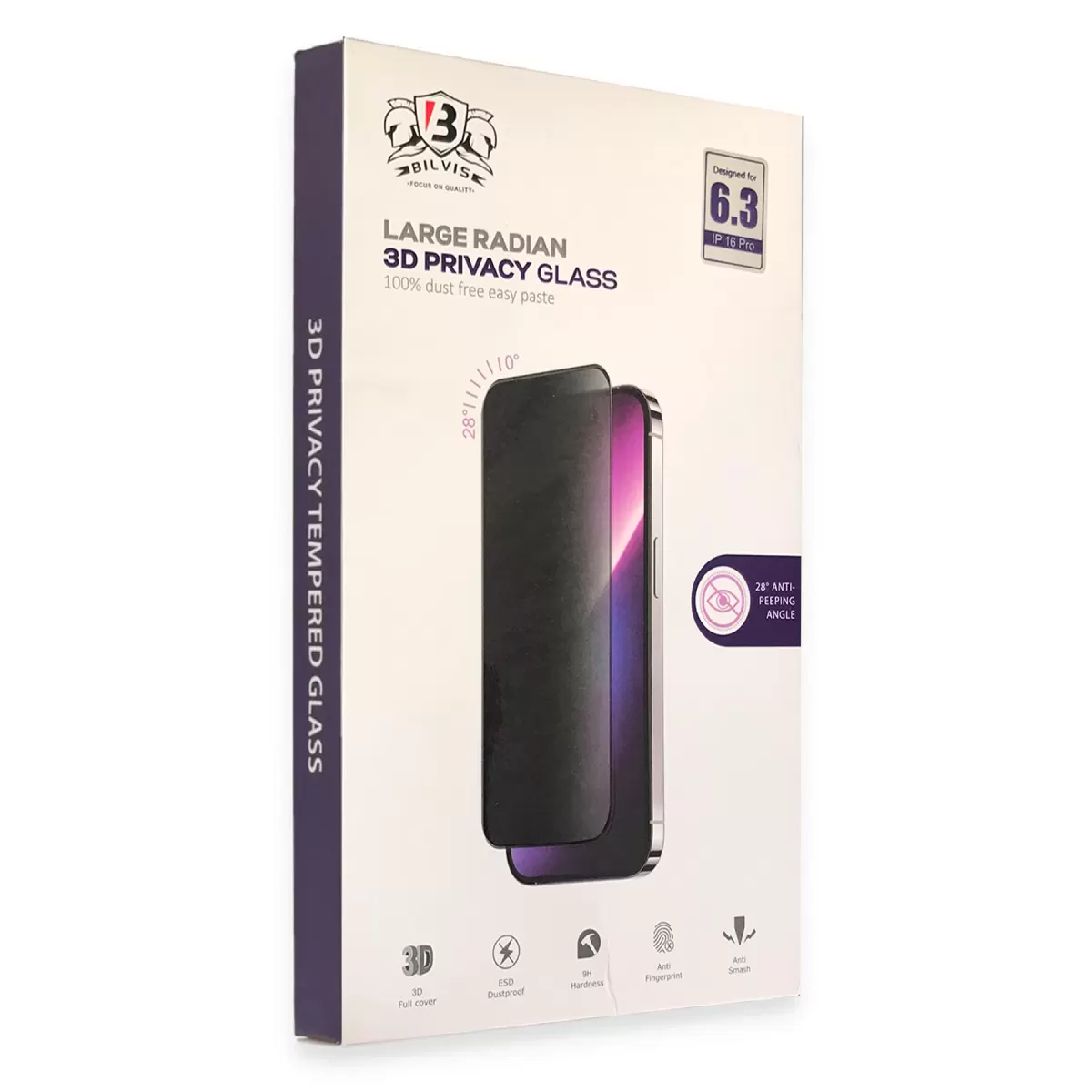 Newface Apple iPhone 16 Pro Bilvis 3D Radian Hayalet Cam Ekran Koruyucu