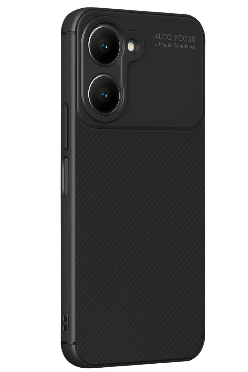 Newface Vivo Y18 Kılıf Auto Focus Karbon Kapak - Siyah