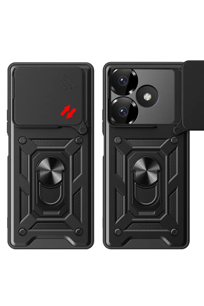 Newface Xiaomi Redmi 13 4G Kılıf Pars Lens Yüzüklü Silikon - Gold