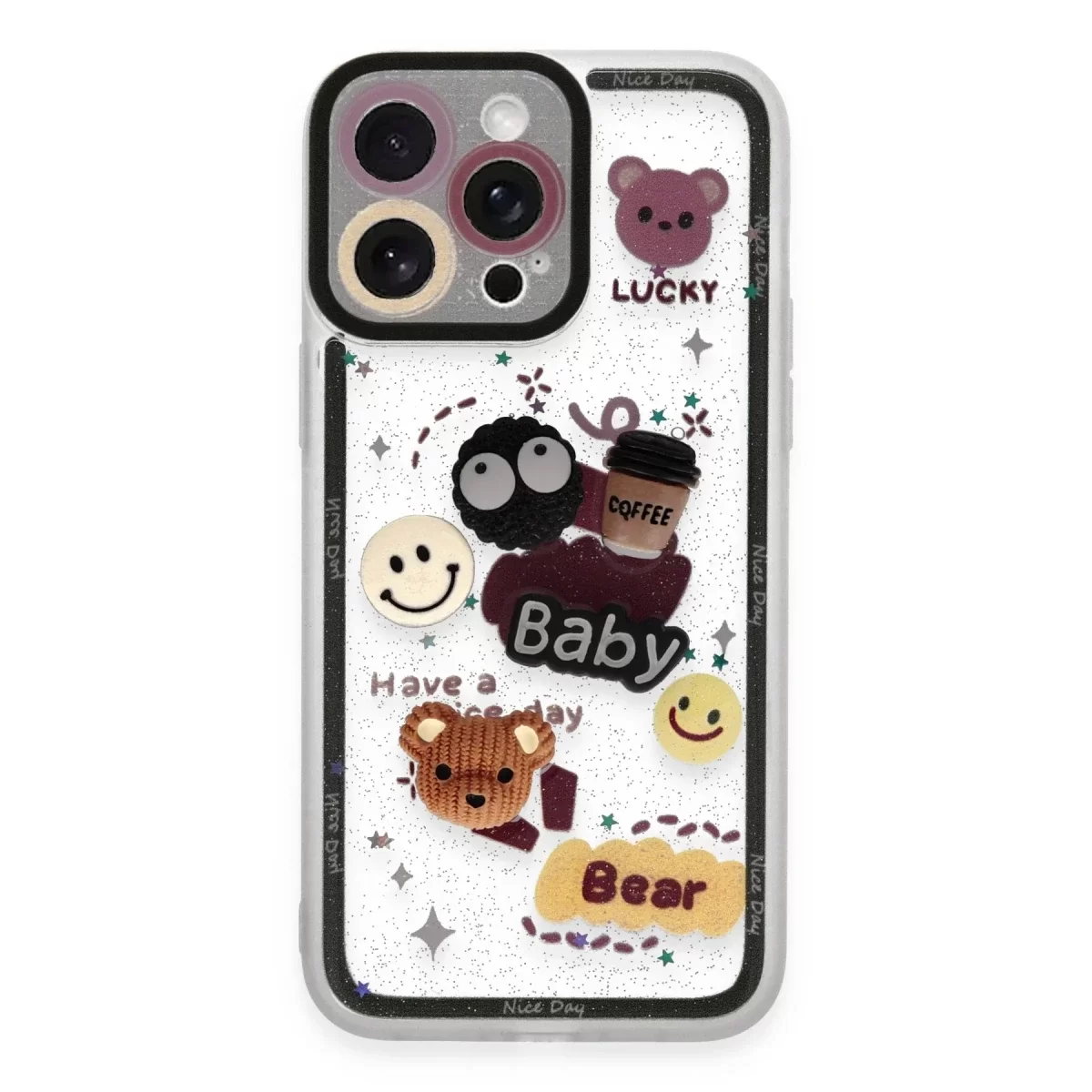 Newface Apple iPhone 14 Pro Kılıf Sweet Desenli Silikon Kapak - Sarı