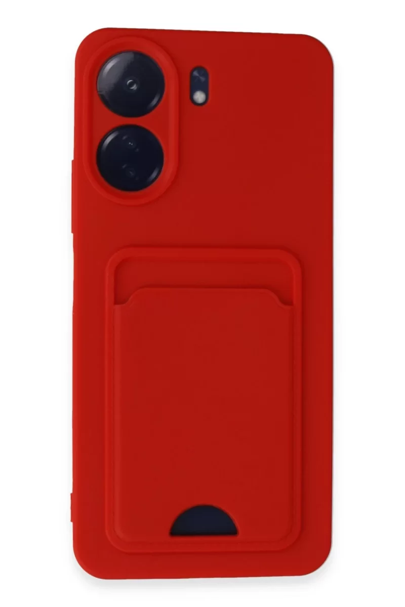 Newface Xiaomi Redmi 13C Kılıf Kelvin Kartvizitli Silikon - Kırmızı