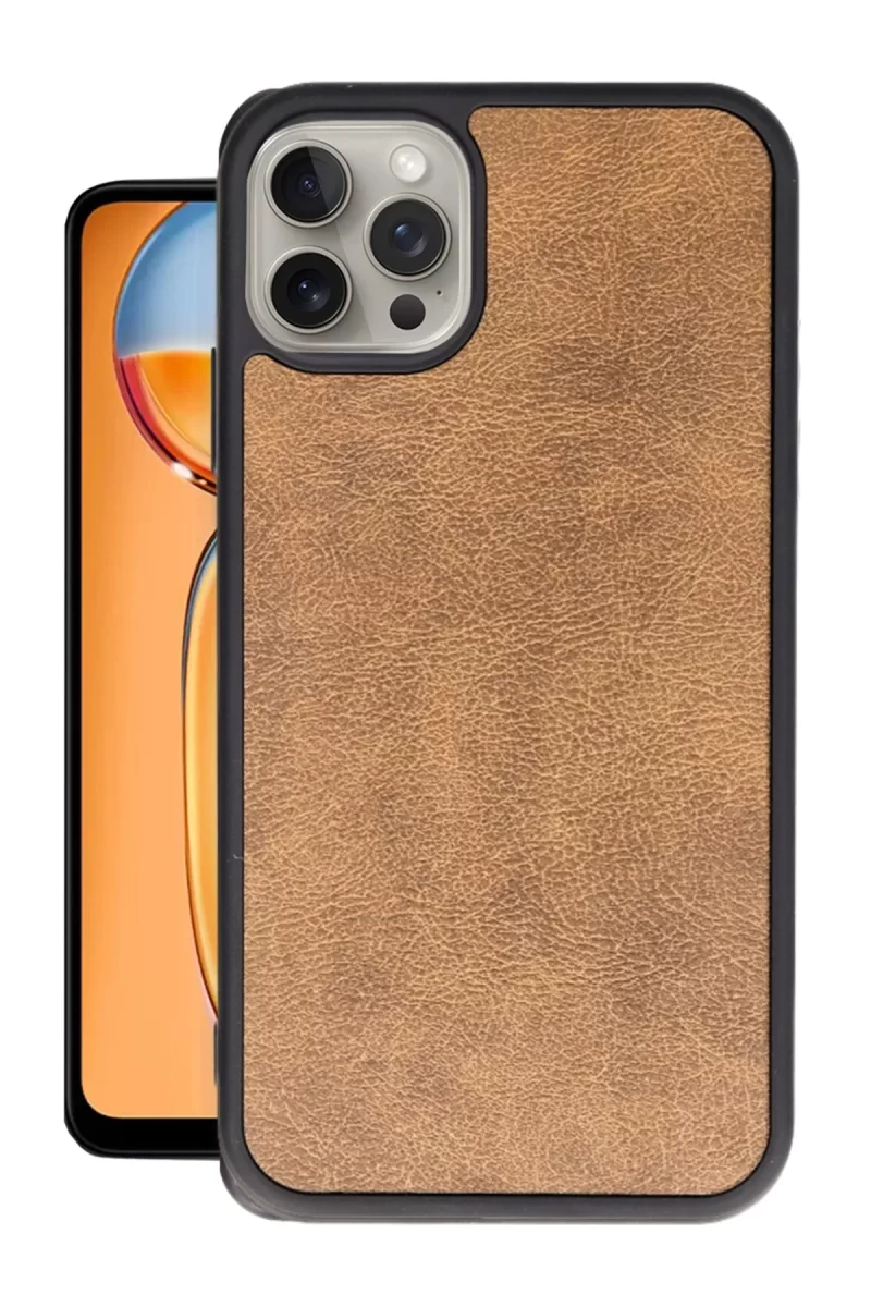 Newface Apple iPhone 14 Pro Kılıf Aras Deri Kapak - Taba