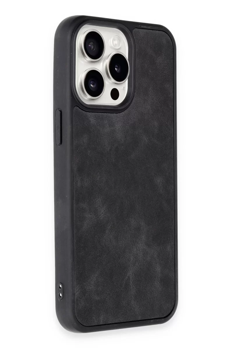 Newface Apple iPhone 14 Pro Max Kılıf Aras Deri Kapak - Siyah