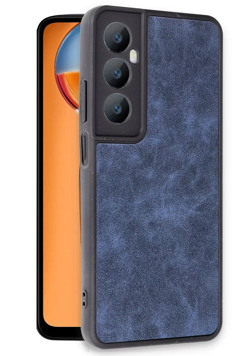 Newface Realme C65 Kılıf Aras Deri Kapak - Lacivert