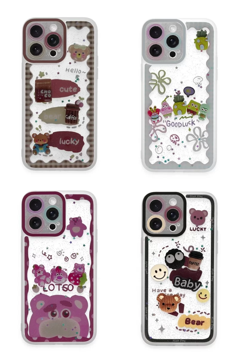 Newface Apple iPhone 14 Pro Max Kılıf Sweet Desenli Silikon Kapak - Açık Mavi