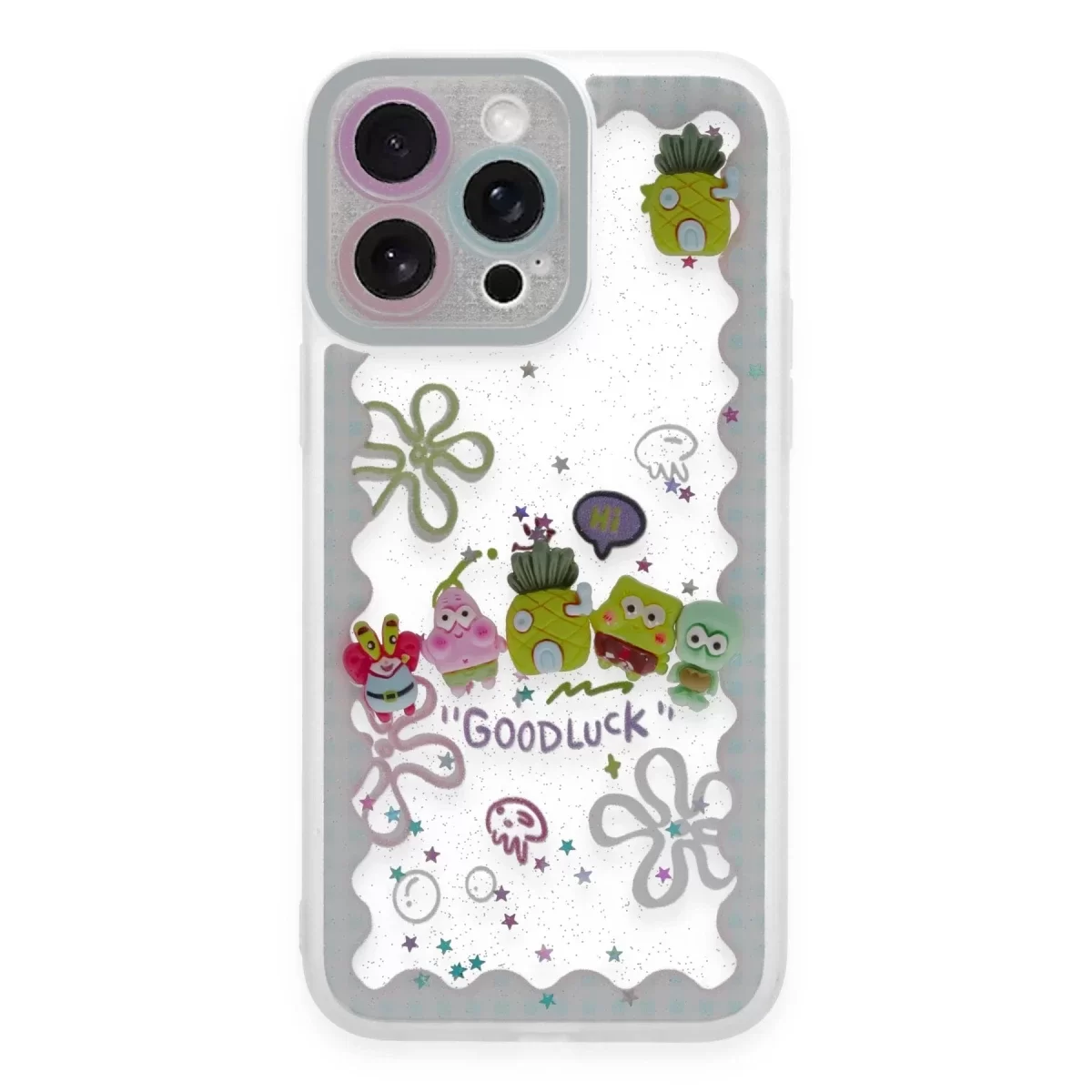 Newface Apple iPhone 14 Pro Max Kılıf Sweet Desenli Silikon Kapak - Açık Mavi