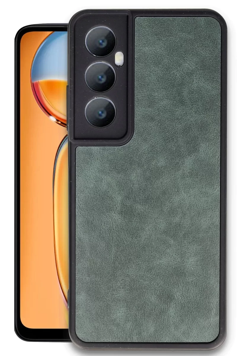 Newface Realme C65 Kılıf Aras Deri Kapak - Koyu Yeşil