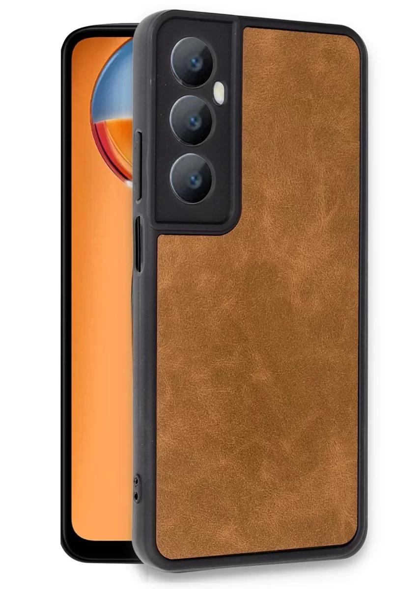 Newface Realme C65 Kılıf Aras Deri Kapak - Taba