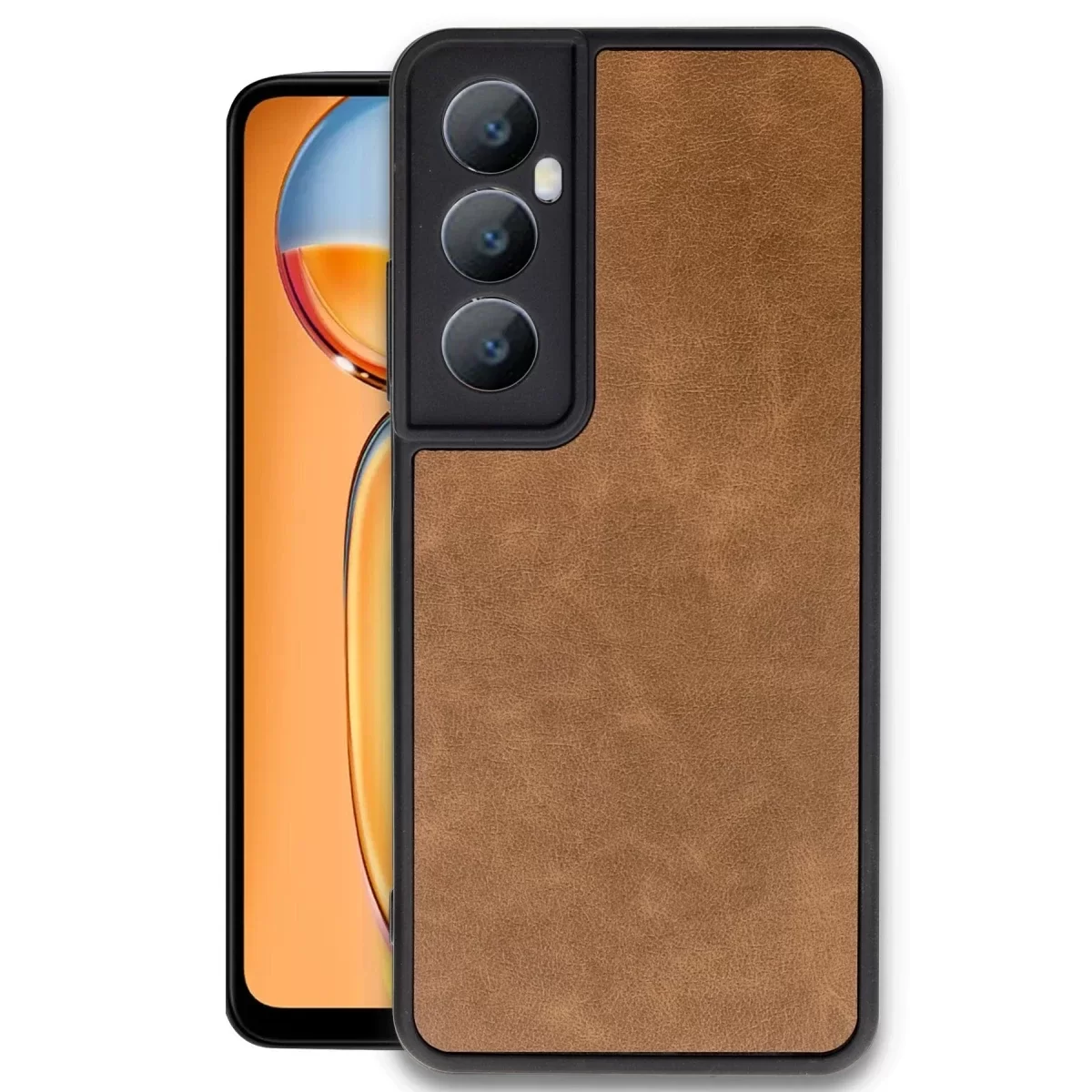 Newface Realme C65 Kılıf Aras Deri Kapak - Taba