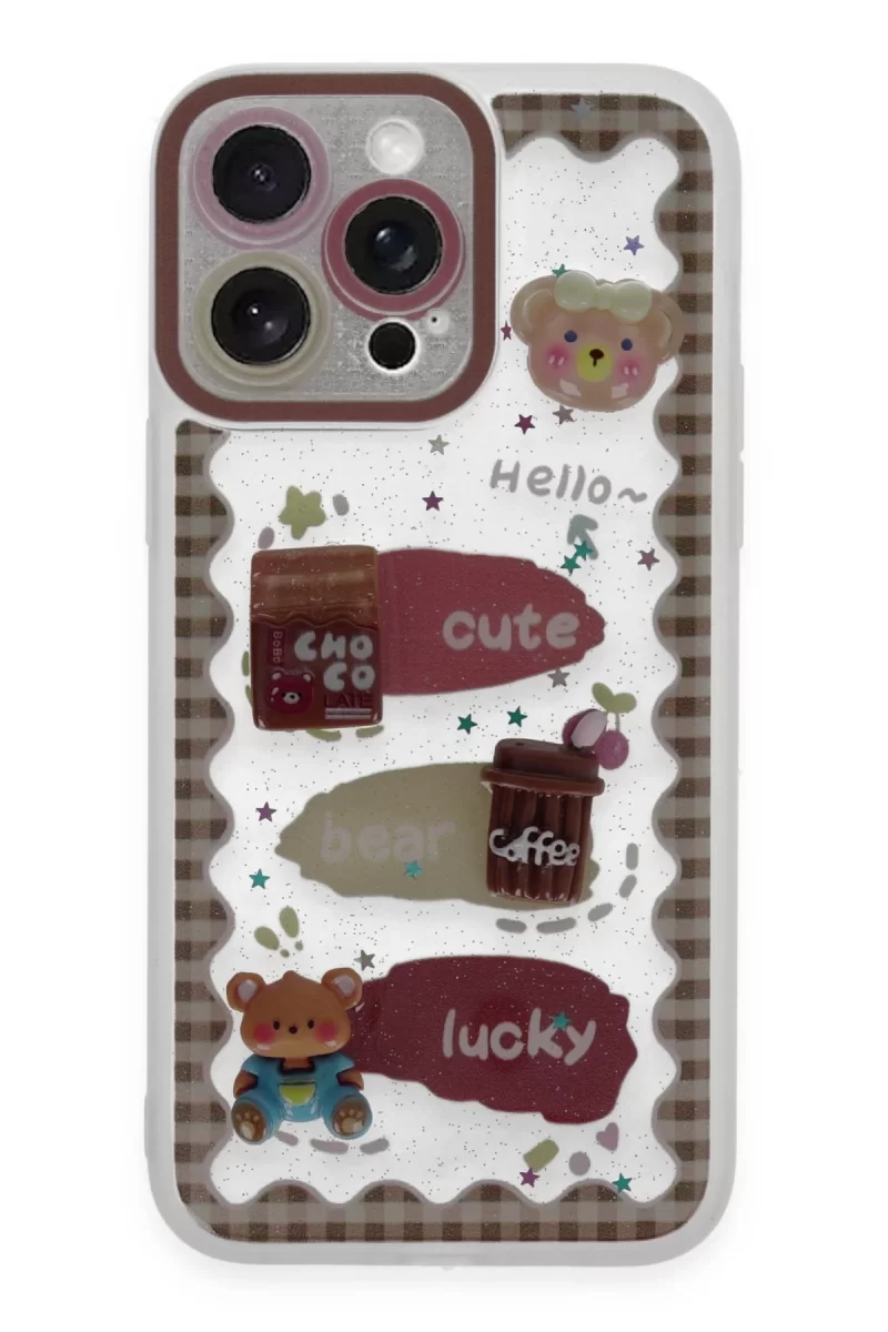 Newface Apple iPhone 14 Pro Max Kılıf Sweet Desenli Silikon Kapak - Şeffaf
