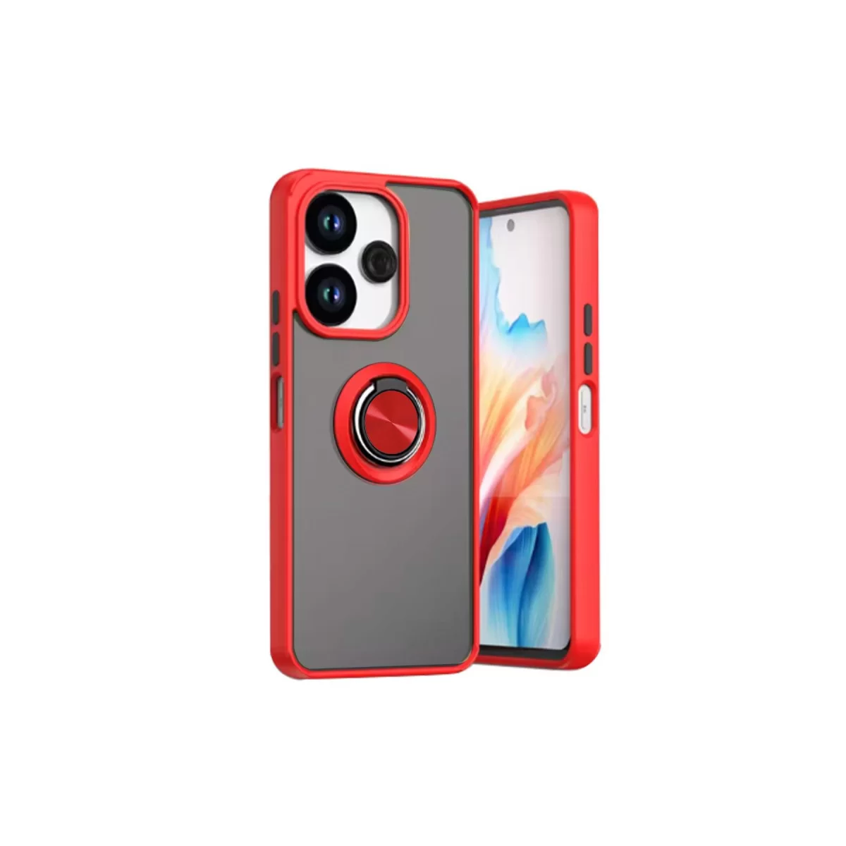 Newface Xiaomi Redmi 13 4G Kılıf Montreal Yüzüklü Silikon Kapak - Kırmızı