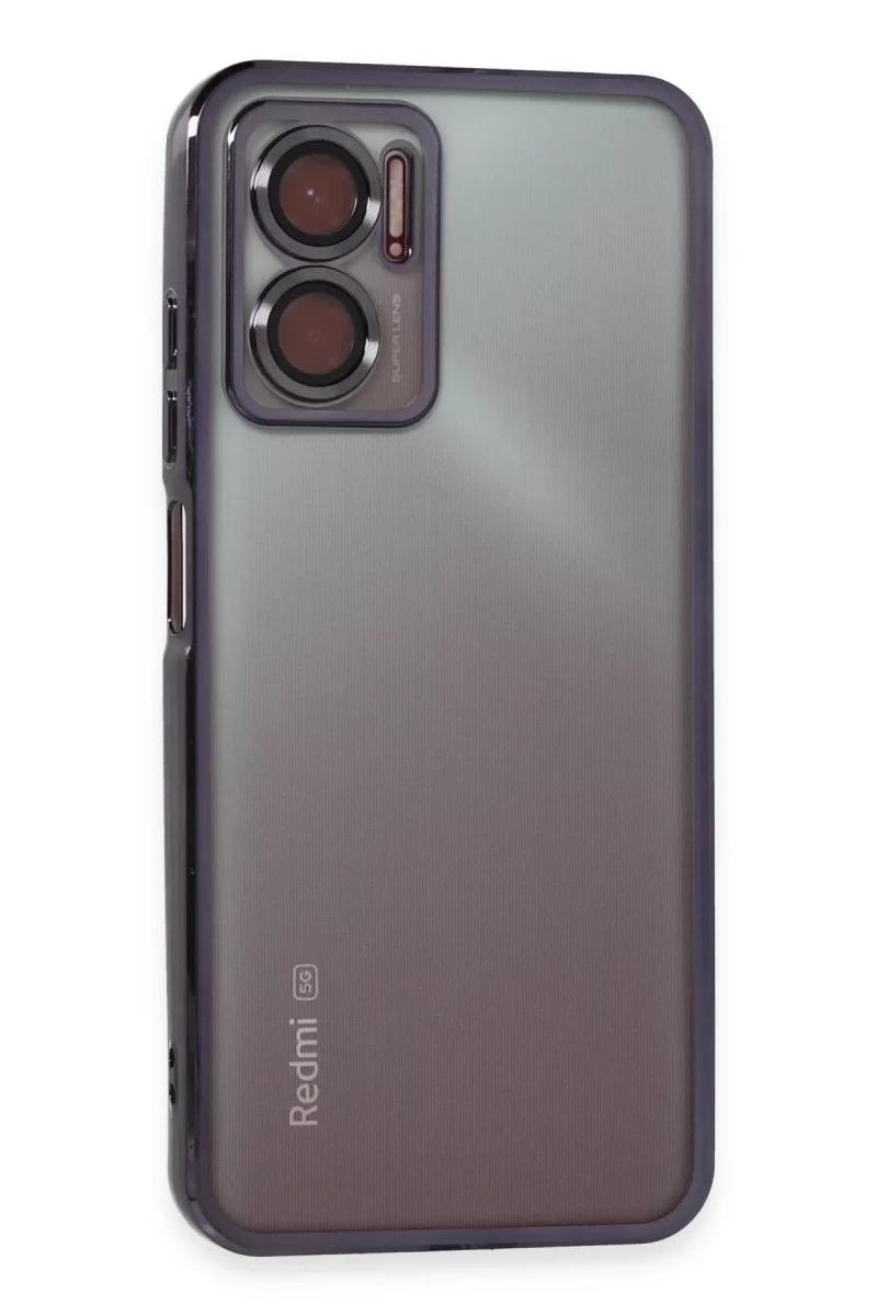 Newface Xiaomi Redmi Note 11E Kılıf Razer Lensli Silikon - Mor
