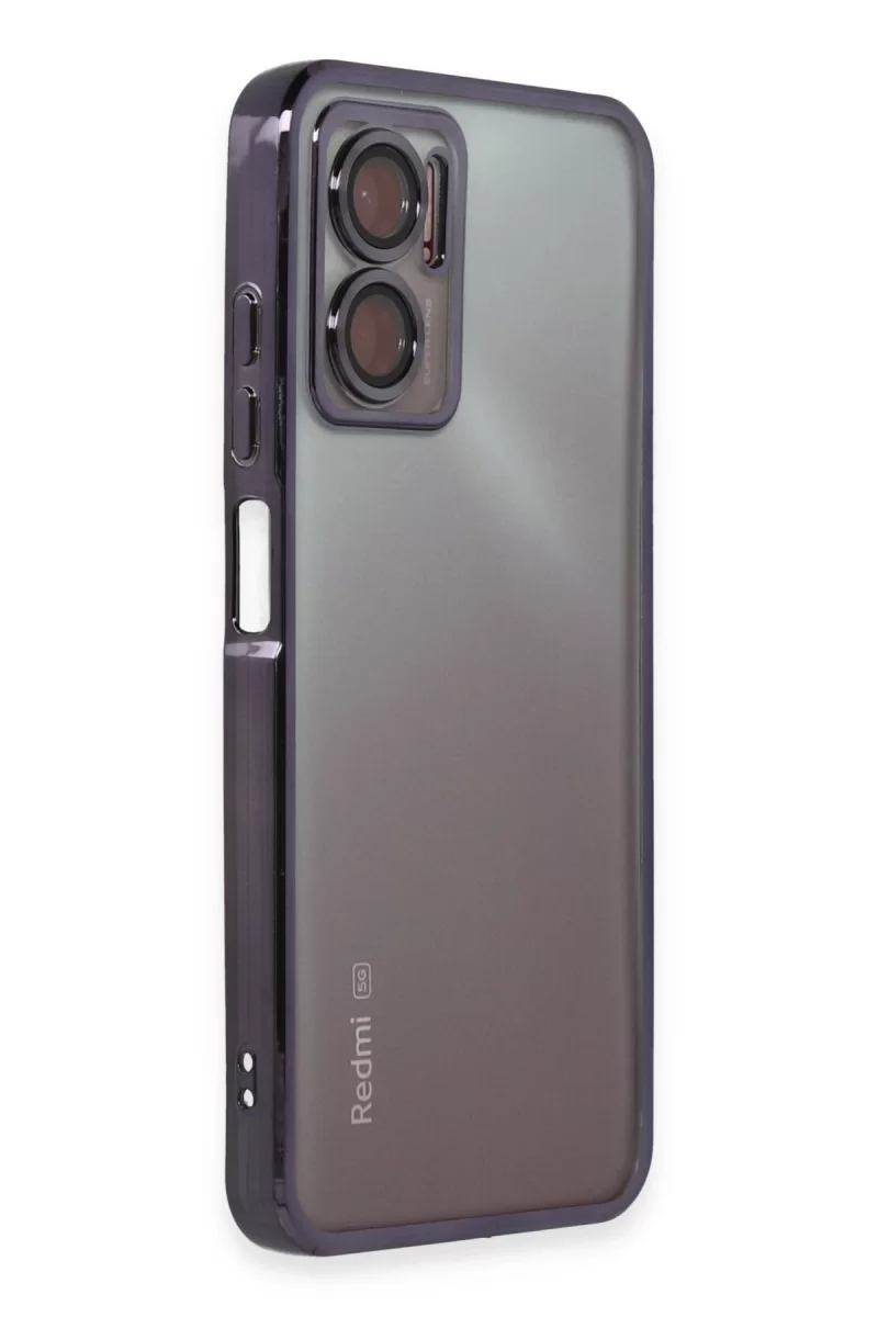 Newface Xiaomi Redmi Note 11E Kılıf Razer Lensli Silikon - Mor