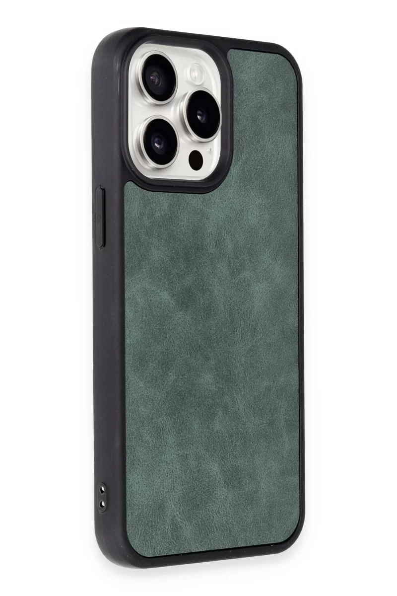 Newface Apple iPhone 14 Pro Max Kılıf Aras Deri Kapak - Koyu Yeşil
