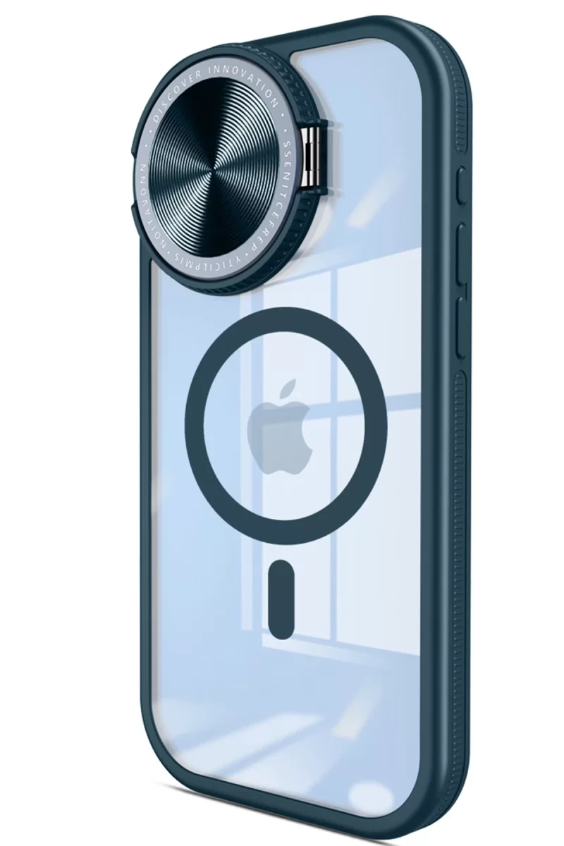 Newface Apple iPhone 15 Pro Kılıf Teleskop Lens Magsafe Silikon Kapak - Lacivert