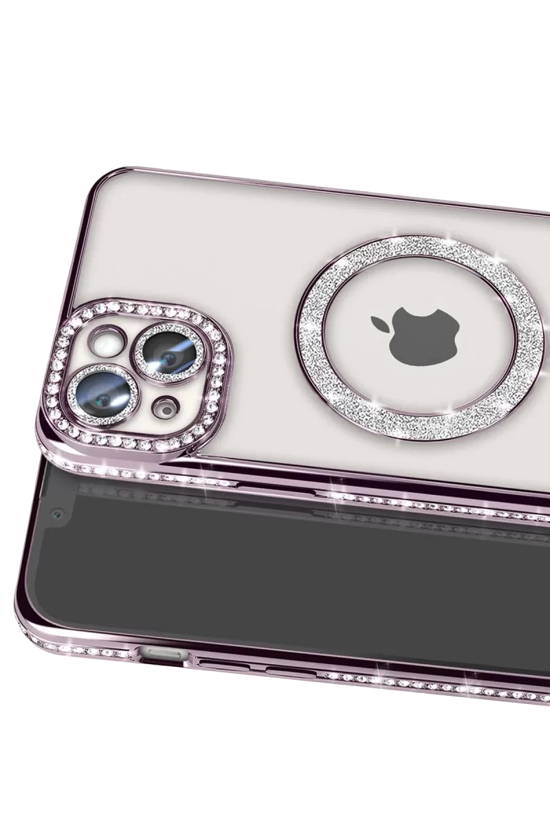 Newface Apple iPhone 14 Kılıf Joke Simli Magneticsafe Kılıf - Pembe