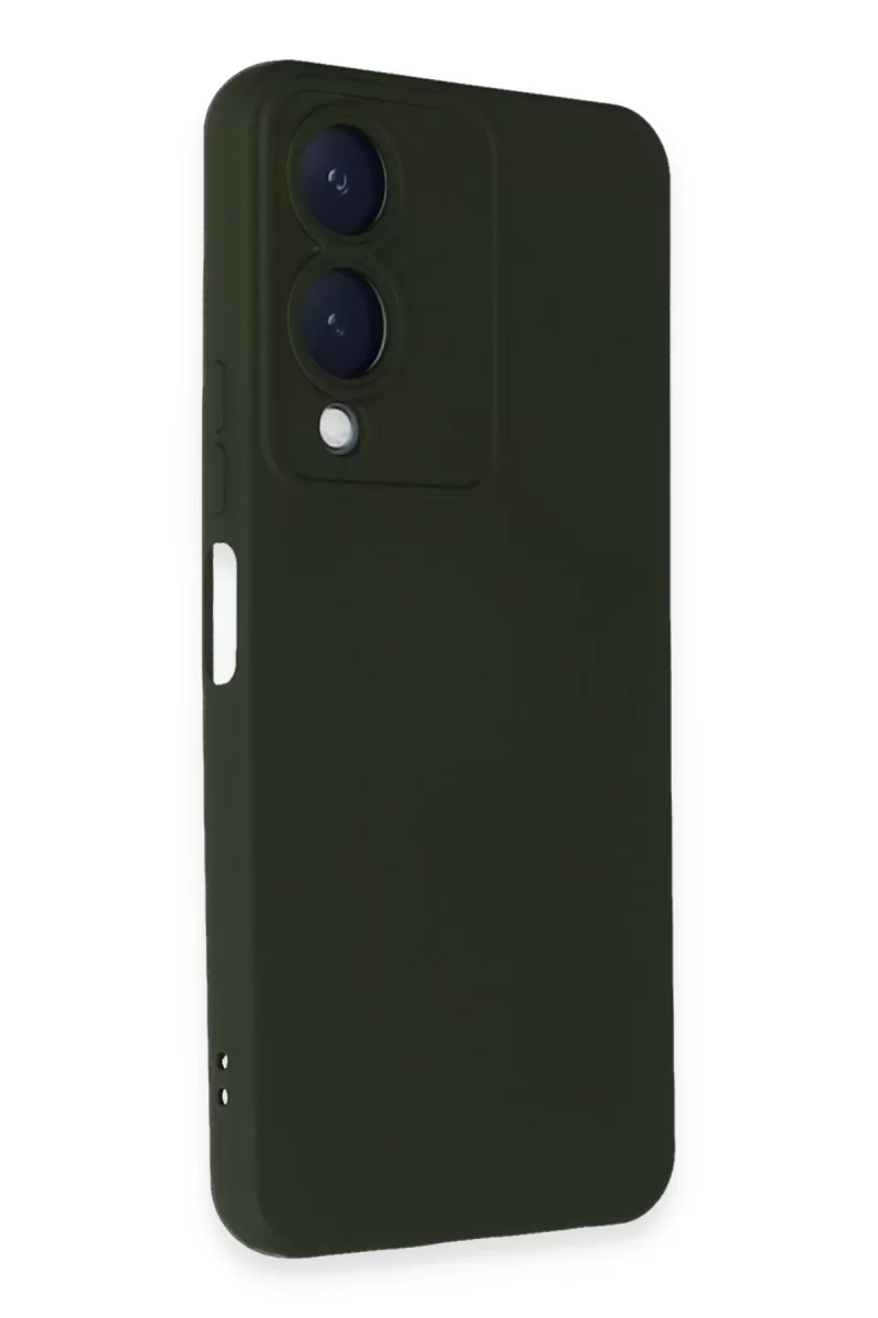Newface Vivo Y17S Kılıf Nano içi Kadife Silikon - Koyu Yeşil